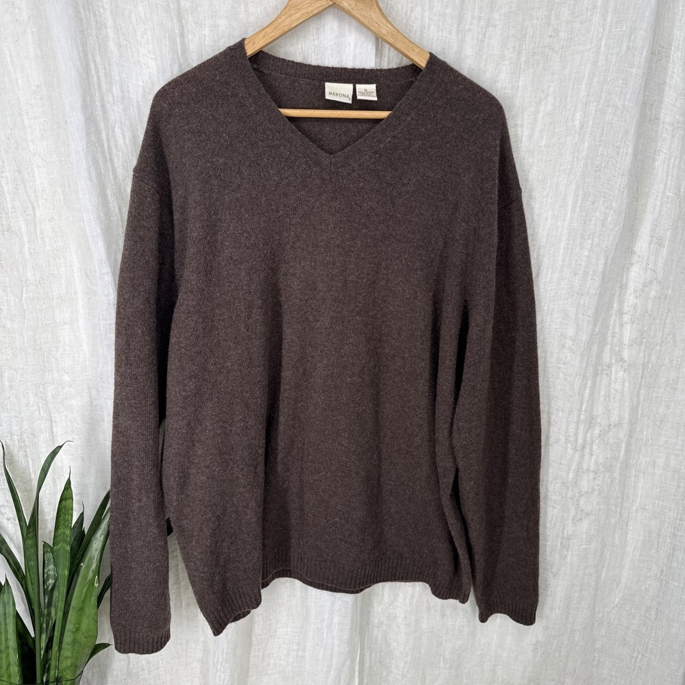 Vintage 90s Brown Cashmere Sweater Mens XL Indie Grunge Quiet Luxury Minimalist
